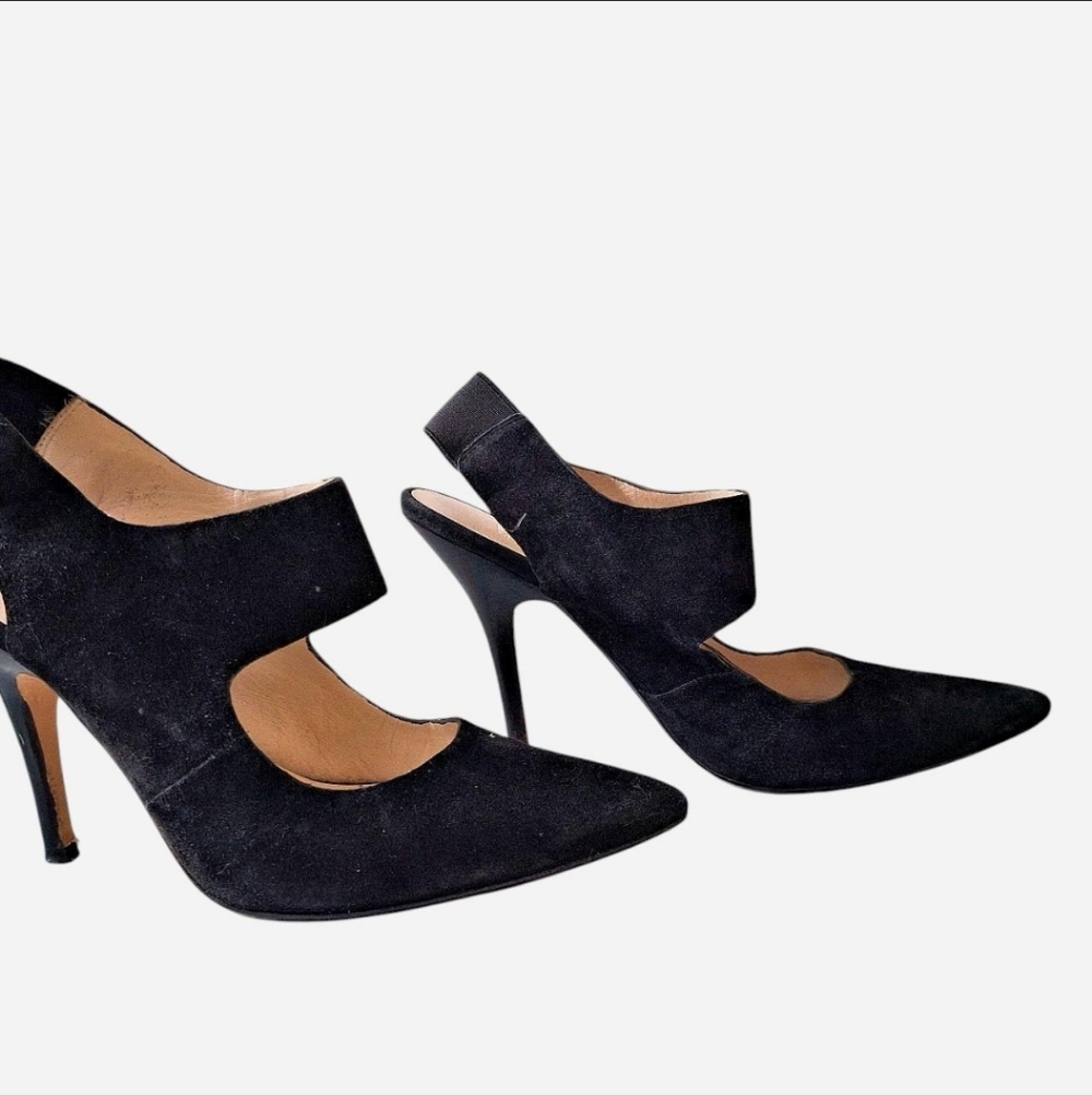 Michael Kors Black Suede Pointed-Toe Slingback Heels